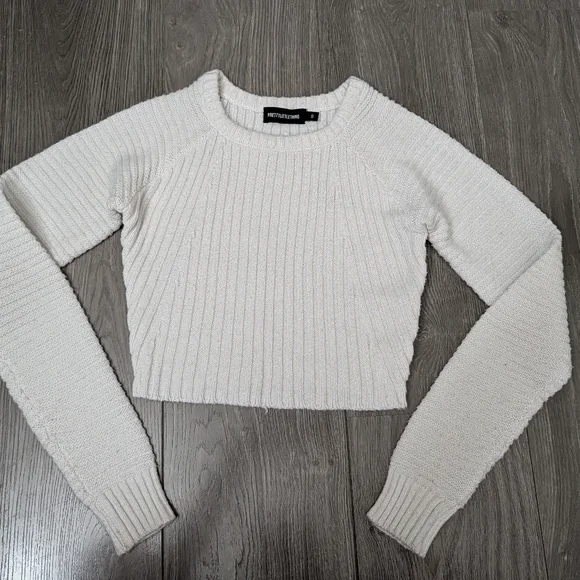PrettyLittleThing Cream Ribbed Knit Sweater - Picture 3 of 4